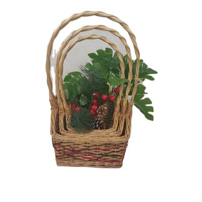 China China Wicker Flower Pot Storage Portable Wicker Flower Basket Wicker Basket With Handle for sale