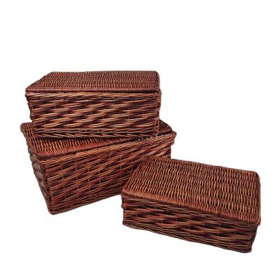 China China Rectangle Gift Basket Wicker Empty Hand - Woven Picnic Basket With Lining for sale