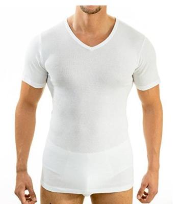 China Anti-wrinkle men refine cotton empty pima modal fitness sport knit compression V-neck T-shirt quick dry knit for sale