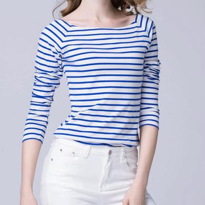 China Custom Made New Summer Women's Slim Striped Raglan Raglan Long Sleeve T-Shirt for sale