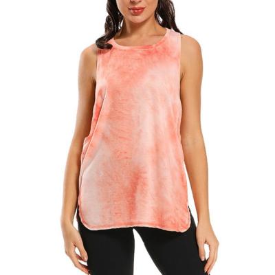 China Breathable Low Price Tank Top Women Tie Dye Sports Running Fitness Yoga Vests for sale