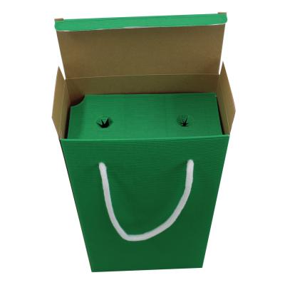 China Biodegradable Custom Paper Carrier Twine Folding Cardboard Packing Corrugated Cardboard Box With Rope Handle for sale