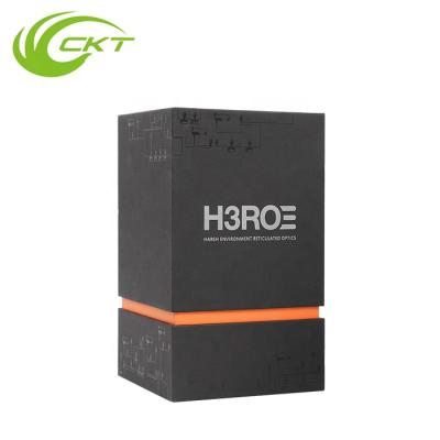 China Recycled Materials Branded Luxury Black Cardboard Paper Clamshell Perfume Sample Bottle Packaging Gift Box for sale