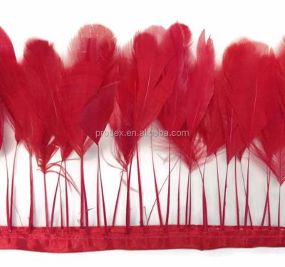 China Bags Stripped Coque Tail Trim Cock Red Feather Fringe for sale