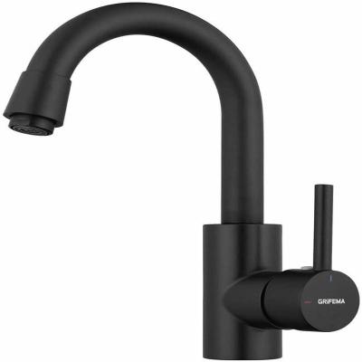 China Single Metered Matte Black Basin Faucet Handle One Hole Lever Bathroom Faucet for sale