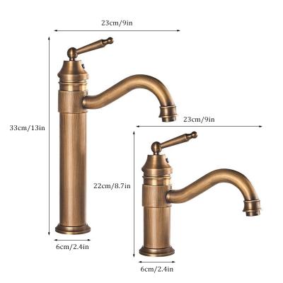 China Yoroow Antique Brass Vintage Basin Faucets Retro Bathroom Sink Faucet 3 Hole Classic Metered for sale