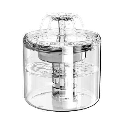 China 2.6L Automatic Automatic Transparent Pet Water Fountain Activated Carbon Multiple Filtration Intelligent Pet Water Feeder for sale