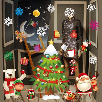 China Cartoon JC Sticker Color Christmas Ornaments Christmas Scene Layout Decoration Stickers Window Glass Window Stickers Holiday Wall Stickers for sale