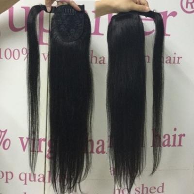 China Straight Wrap Around Hair Extension Ponytail Real Hair Natural Looking Glossy for sale