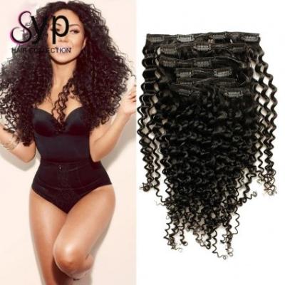 China Curly Clip In Hair Extensions Remy Human Hair Afro Great DIY for Black Women for sale