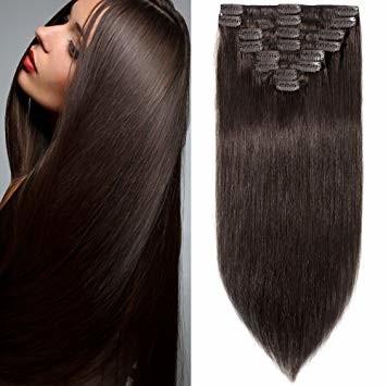 China 8A Grade Malaysian Virgin Clip In Hair Extensions Colored Brown Hair 8