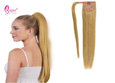 China Double Drawn Blonde 613 Drawstring Ponytail Hair Piece / Virgin Raw 1B Human Hair Extensions for sale