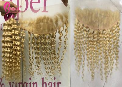 China Lace Frontal Closure 613 Blonde Ombre Hair Extensions / 100% Deep Wave Curly Human Hair for sale