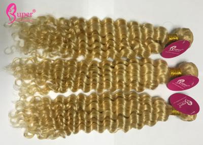 China Cuticle Aligned Human Hair Bundle / Wrap And Frontal 613 Blonde Deep Wave for sale