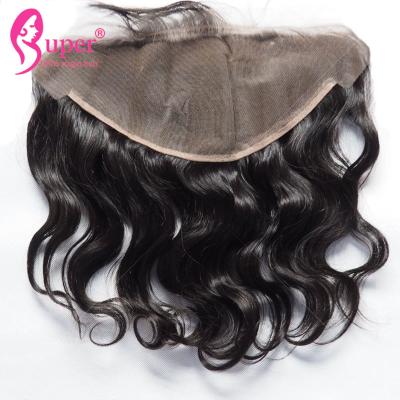 China Human Raw Hair 13 By 6 Lace Swiss Frontal Piece Body Wave Medium Brown Color for sale