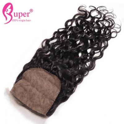 China Silk Base Lace Closure 4x4 Water Wave Human Hair Free Middle 3 Part for sale