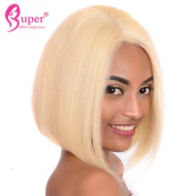 China Human Straight Hair Lace Wig 613 Russian Blonde Short Bob Smooth for sale