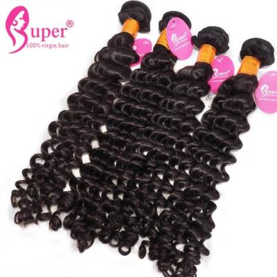 China Deep Wave Brazilian Virgin Hair Extensions Human Hair Weave Bundles 16 18 20 Inch for sale