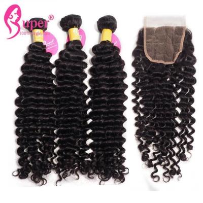 China Deep Wave 3 Bundles Of Brazilian Hair Remy Human Wet Wavy Hair Weave 100% Virgin for sale