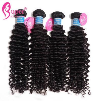 China Deep Curly Brazilian Virgin Hair Extensions 100g per bundle Weight Natural Black for sale