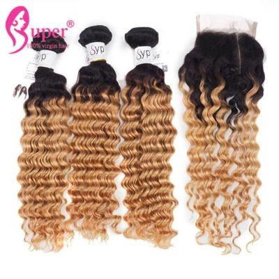 China Soft Ombre Brazilian Hair Weave / Dark Brown Ombre Hair Extensions for sale