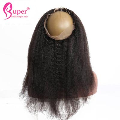 China 22 Inch Swiss Lace Frontal Closure Cuticle Aligned Kinky Straight Hair Weave for sale