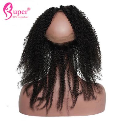 China Smooth Human Hair Frontal Closure Cuticle Aligned Raw Natural Hair 4c Afro Kinky Curly for sale