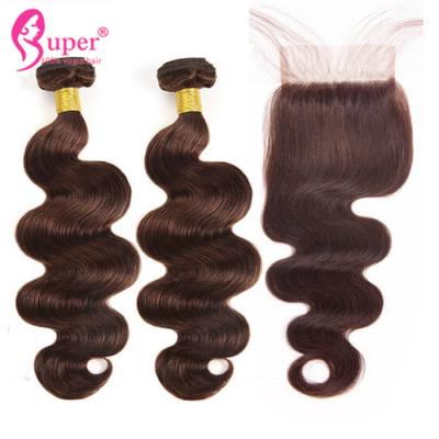 China Dark Brown Color 4 Human Hair Weave Extension With Closure Body Wave for sale