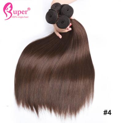 China Durable Blonde Ombre Hair Extensions Color #4 Virgin Cuticle Aligned Bundles With Lace Closure for sale