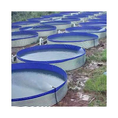 China Easy Assembly Fish Pond PVC Coated Tarpaulin Yellow Green Red White Customize Round Biofloc Fish Farming Tarpaulin for sale