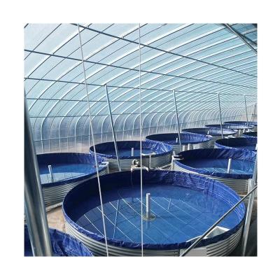 China Easy Assembly Galvanized Steel Plate Fish Pond Waterproof Fish Tan Cylindrical Tarpaulin Culture Tank Wholesale Folding Fish Pond for sale