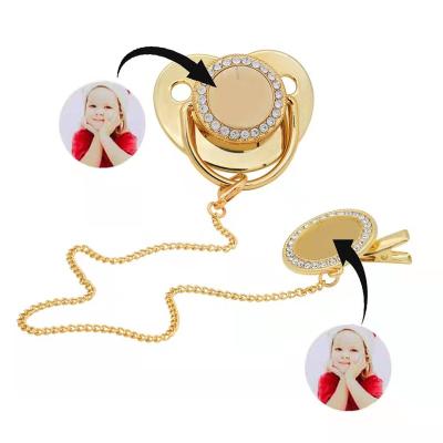 China 100% Bling Eco-Friendly Empty Silicone String Clip Sublimation Pacifier Holder Baby Soother Infant Nipples for sale