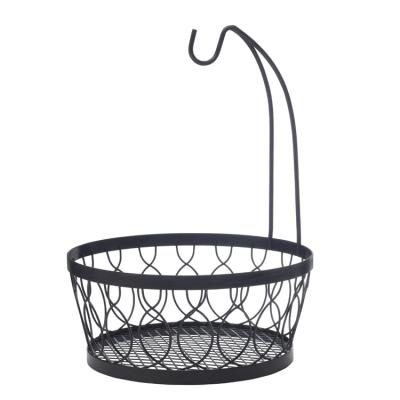 China 2020 viable new multi function metal wire fruit basket with banana hook for kitchen dining room living room for sale