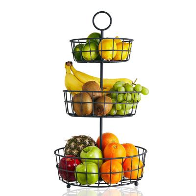 China 2020 viable new multi function three layers metal wire fruit basket for kitchen dining room living room for sale