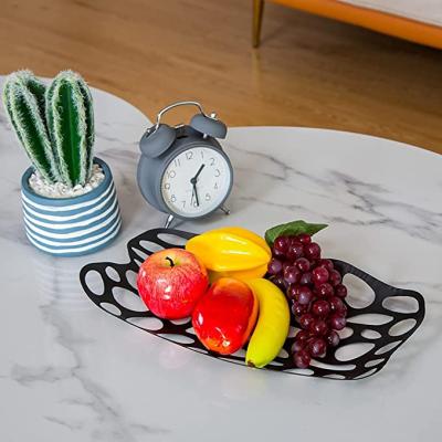 China Sustainable Fruit Basket Tray Decorative Fruit Bowl Metal Fruit Holder For Bread Snack for sale