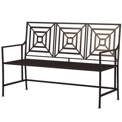 China Brown Color Modern Design Cheap Price Cast Iron Rustic Garden Bench For Garden Patio for sale