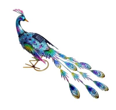 China Europe Metal Peacock Decor Garden Statues with Indoor Solar Lights and Outdoor Sculpture for sale