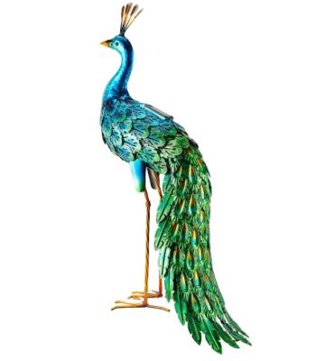 China Europe Peacock Statue Outdoor Solar Garden Decor Metal Yard Art for Lawn Backyard Party Wedding Decoration for sale