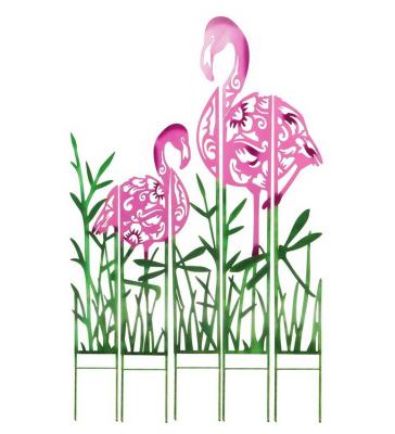 China 2021 Art Decor New Arrival Metal Flamingo Landscape Sign Stakes for Garden and Patio Decoration for sale