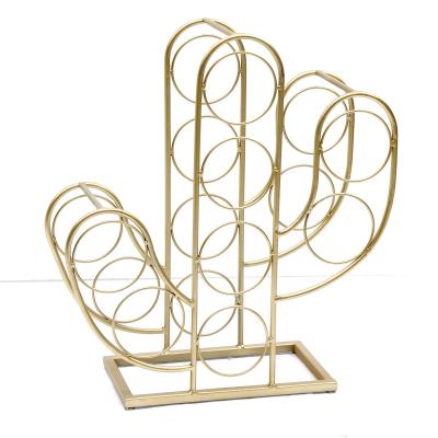 China Viable Table Stand Metal Cactus Shape Wire Free Wine Rack for sale