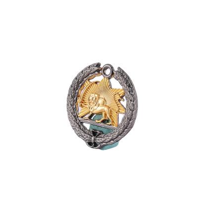 China China Gifts Custom Western Antique Silver Brass Metal Lion Key Lapel Pin With Logo for sale