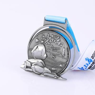 China China Wholesale Customized 3D Medallions Sports Duathlon Metal Swimming Antique Silver Bronze Medals With OEM for sale