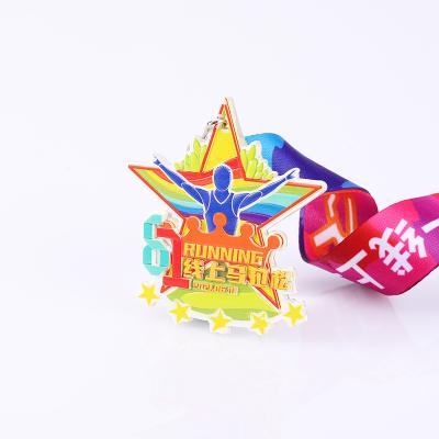 China China Custom Souvenir Zinc Alloy Metal Customize Custom Sports Medals Enamel Marathon Race Medal With Ribbon for sale