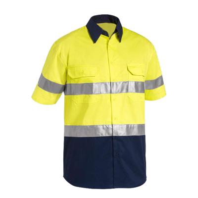 China Reflective Factory Oversell Custom 100% Cotton Shorts Sleeve With Mesh On The Back And Armpit Safety Reflective Shirt for sale