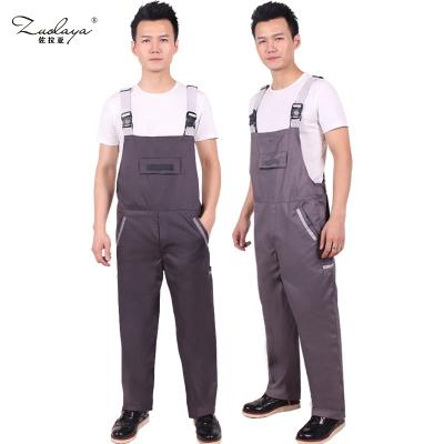 China Wholesale Wear Resistant Factory Mens T/c Twill Cargo Pockets Bib Work Wear Bib Suit Uniform Security Coveralls Bib Pants for sale