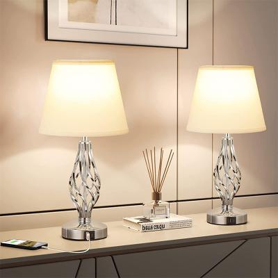 China Cage Base Design Dimmable LED Desk Lamp 2 Modern Nordic Spiral USB Bedside Table Fill Left Lamp for sale