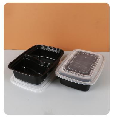 China OEM Manufacturing Microwave Safe 2 Compartment Microwavable Bento Lunch Box Disposable Plastic 1000ml Take Out Meal Prep Food Container for sale