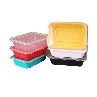 China Price Takeout Box 500ml Cheap Disposable Plastic Microwavable Spaghetti Leakproof Plastic Food Sauce Lunch Box Rectangle With Lid for sale