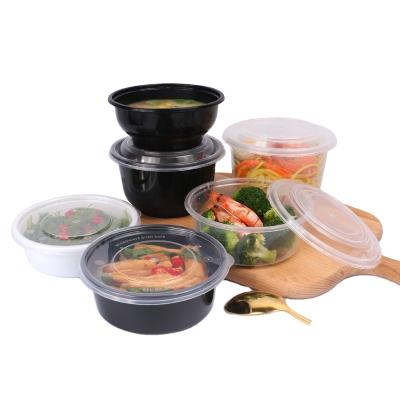 China Chinese Style Factory Customize Logo Plastic Disposable Bowl Food Container Thickened Transparent White Black Packaging Box for sale