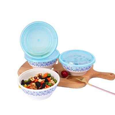 China Chinese style factory price 360ml small capacity disposable bowl fruit soup salad plastic round lunch box with cover for sale